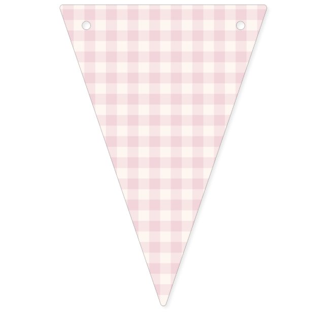 Bannière À Fanions Gingham Classique de Printemps | Douce Rose (Premier drapeau)