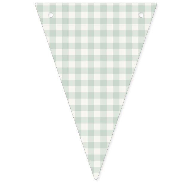 Bannière À Fanions Gingham Classique Printemps | Sauge Atténué (Premier drapeau)