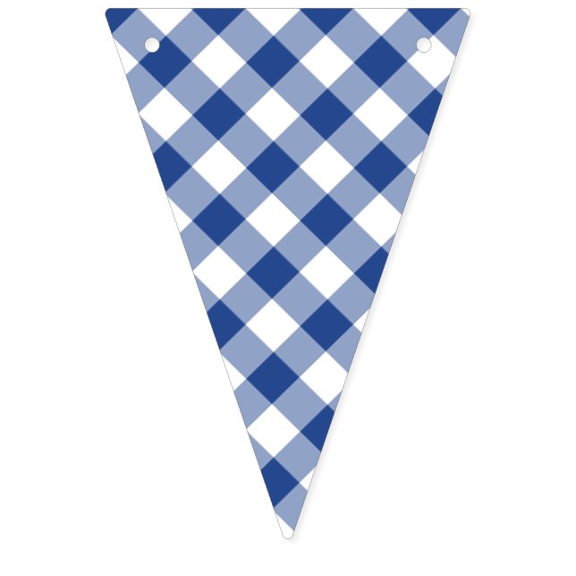 Bannière À Fanions Gingham Rétro Bleu Véritable (Premier drapeau)