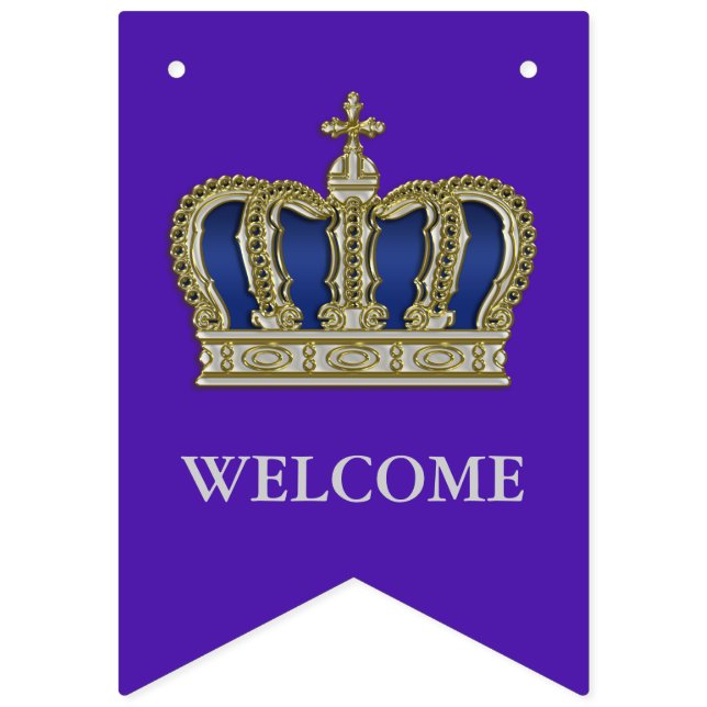Bannière À Fanions Golden Royal Crown V + votre backgr. & idées (Premier drapeau)