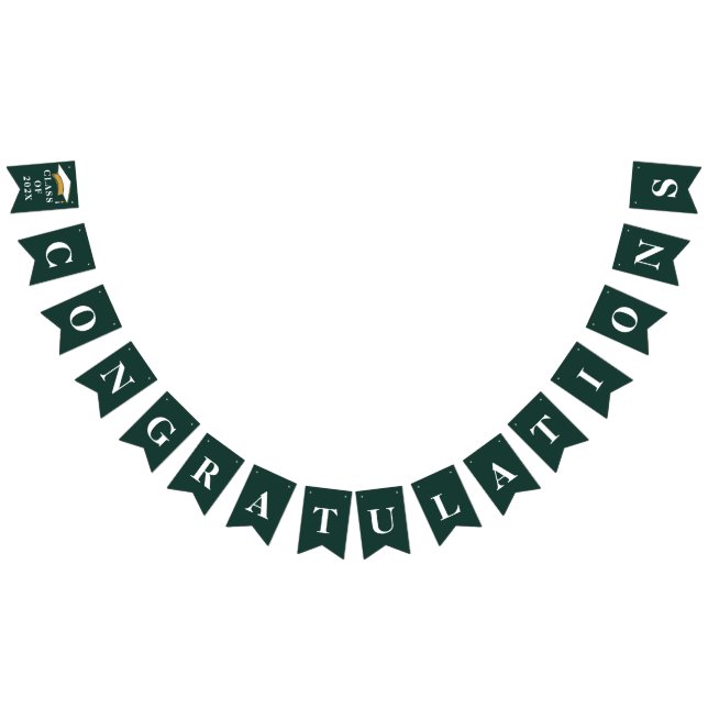 Bannière À Fanions Graduation 2025 Félicitations Grad Green (Tout)