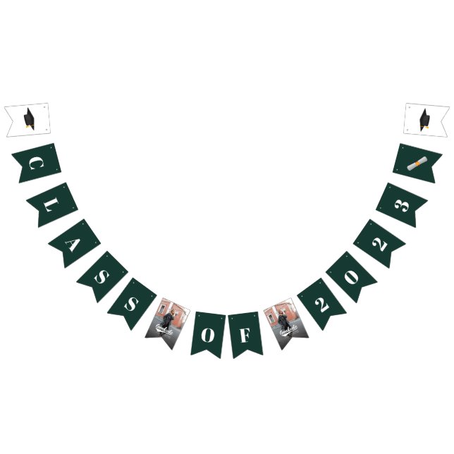 Bannière À Fanions Graduation 2025 Photos Moderne Grad Party (Tout)