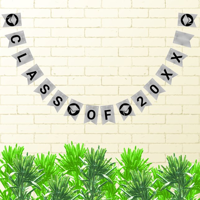 Bannière À Fanions Graduation Chic Silver Créez Votre Classe De (Créateur téléchargé)