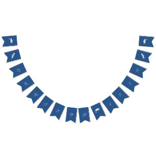 Bannière À Fanions Graduation Personnalisable Simple Beige Et Bleu