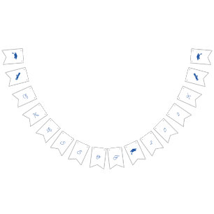 Bannière À Fanions Graduation Personnalisable Simple Bleu Et Blanc