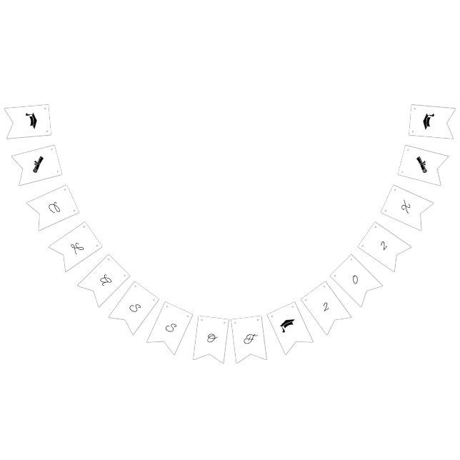 Bannière À Fanions Graduation Personnalisable Simple Noir Et Blanc (Tout)