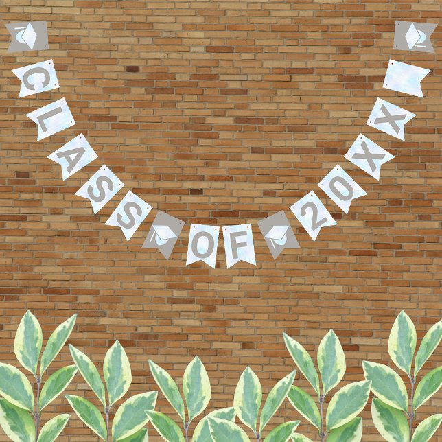 Bannière À Fanions Graduation White Opal Party Signes Classe de l'ann (Créateur téléchargé)