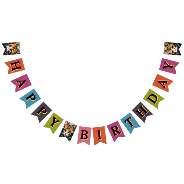 Bannière À Fanions Graffiti Legend Street Cat Joyeux anniversaire (Tout)
