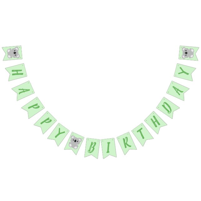 Bannière À Fanions Green Koala Bear fête d'anniversaire (Tout)