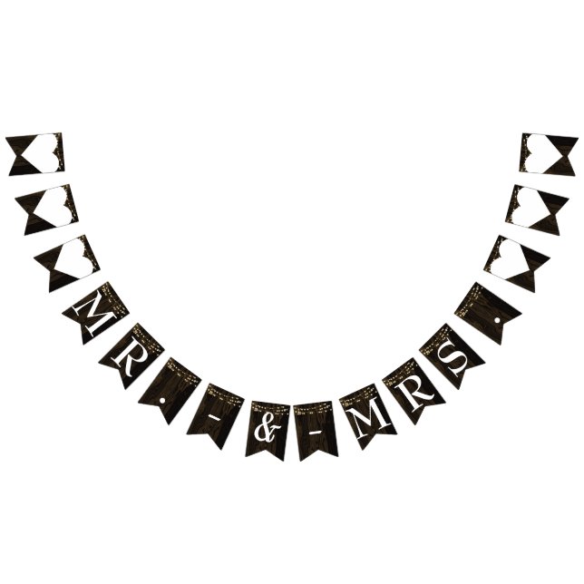 Bannière À Fanions Guirlande Lumineuse en Bois Rustique Mariage M. Mm (Tout)
