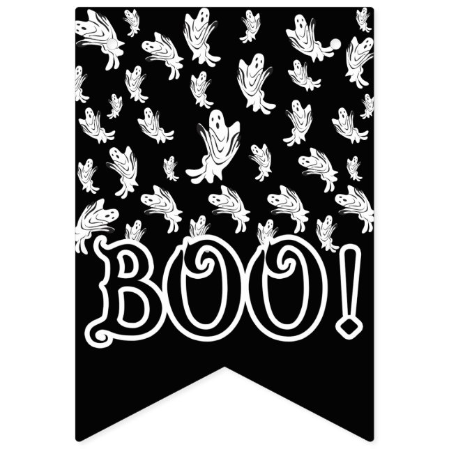 Bannière À Fanions Halloween - Juste Ghosts 'Happy Hauning' (Premier drapeau)