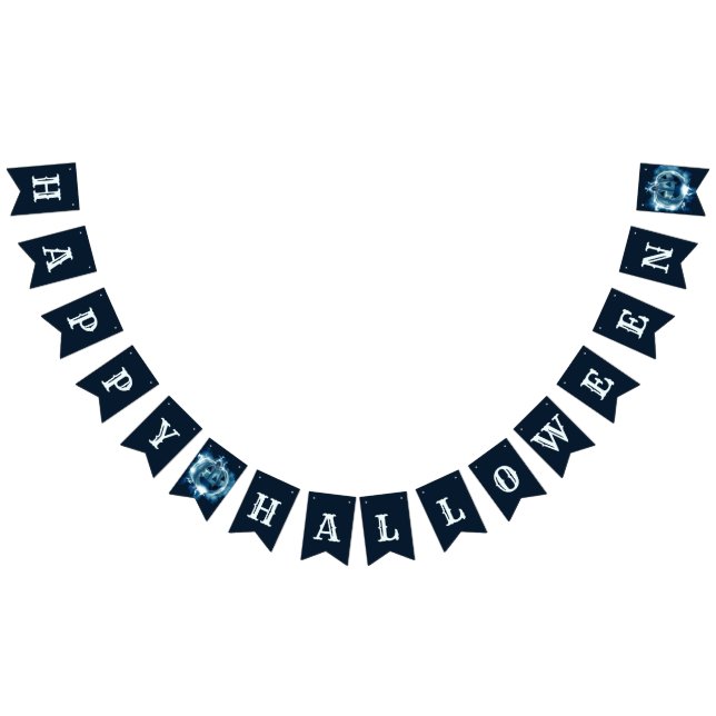 Bannière À Fanions Halloween Parti mal bleu Citrouille Horreur (Tout)