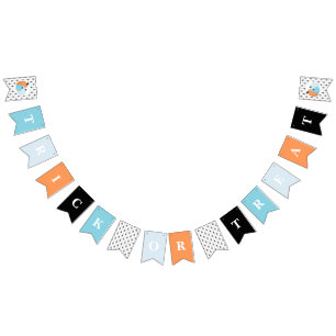 Bannière À Fanions Halloween TRICK OU TRAITER Bleus Citrouilles et ar