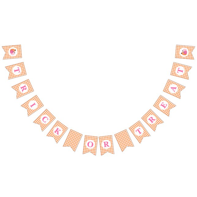 Bannière À Fanions Halloween TRICK OU TRAITER Citrouilles roses et pl (Tout)