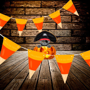 Bannière À Fanions Halloween Trick ou traiter Corne de bonbons
