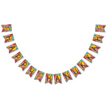 Hanoukka Swallowtail Banner Dancing Dreidels