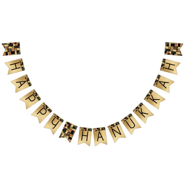 Bannière À Fanions Hanoukka Swallowtail Banner Gold Carreaux (Tout)