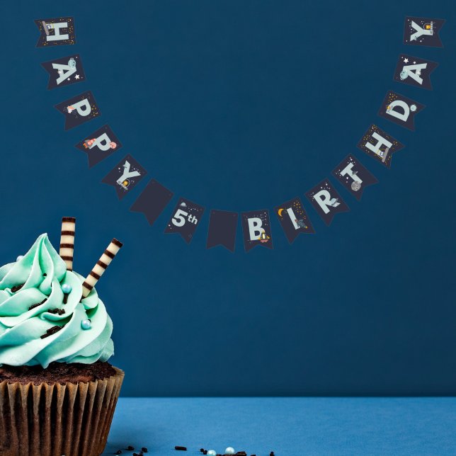 Bannière À Fanions Happy Birthday Banner Flags Out of This World (Créateur téléchargé)