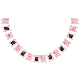 Bannière À Fanions Happy Birthday Pink Cherry Photo Bunting Flags