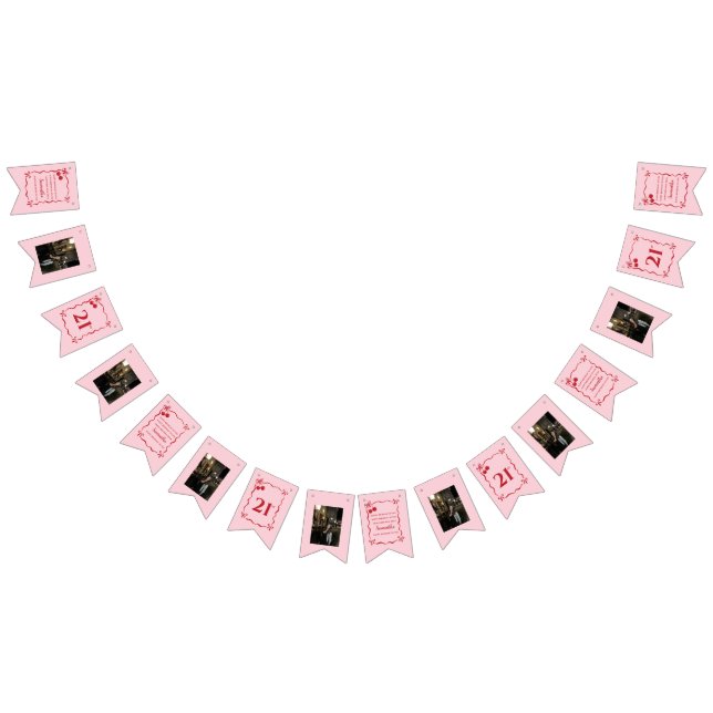 Bannière À Fanions Happy Birthday Pink Cherry Photo Bunting Flags  (Tout)