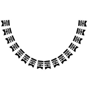 Bannière À Fanions Hermine bretonne en gwenn ha du (blanc et noir)