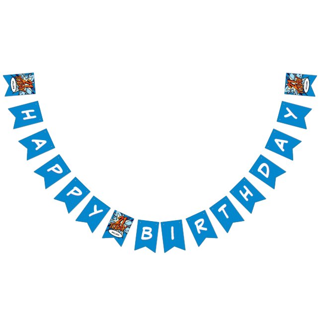 Bannière À Fanions HEUREUX 21 ANNIVERSAIRE BD Livre Pop Art (Tout)