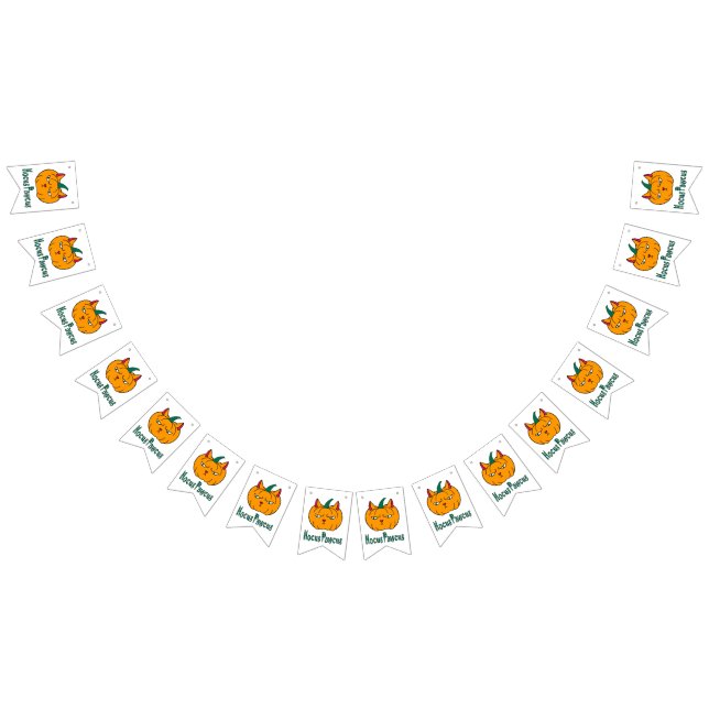 Bannière À Fanions Hocus pawcus Halloween citrouille ginger cat magie (Tout)