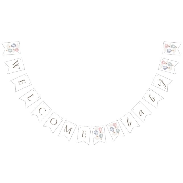 Bannière À Fanions Hot Air Balloons Welcome Baby Bunting Flags (Tout)