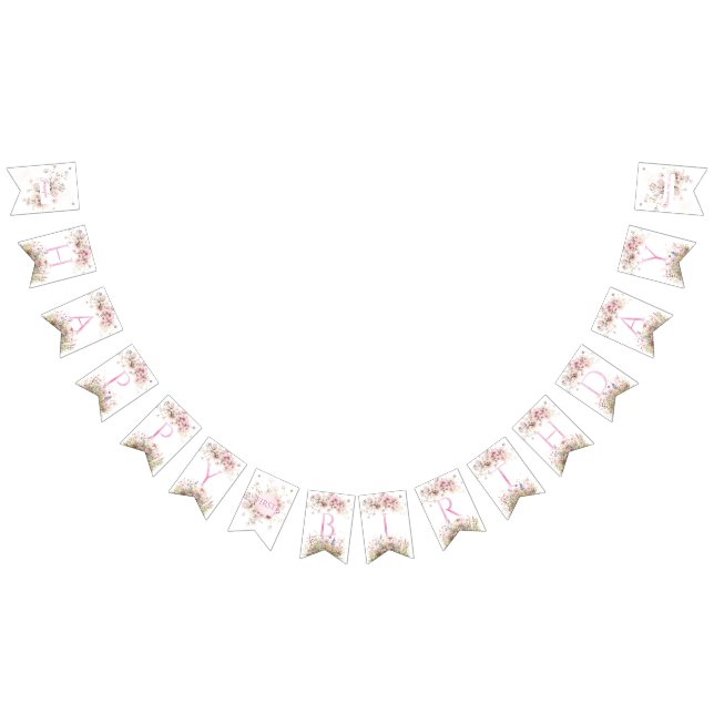 Bannière À Fanions Invitation d'anniversaire de Fleur sauvage de fée  (Tout)