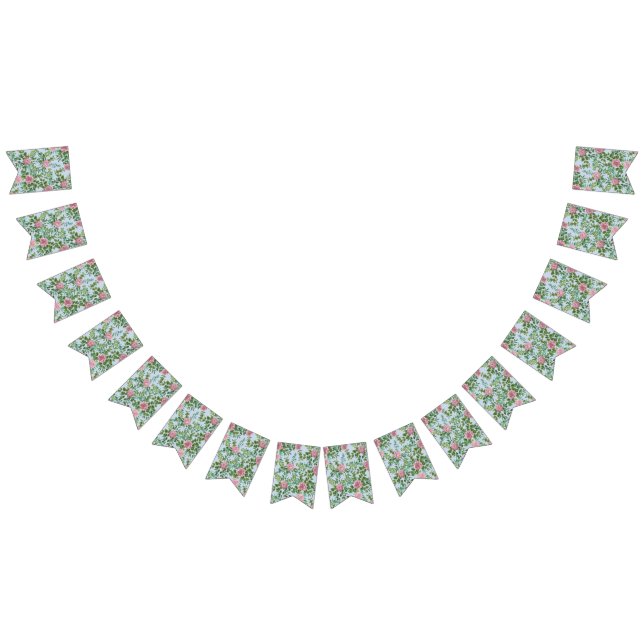 Bannière À Fanions Jardin de roses roses mariage de printemps (Tout)