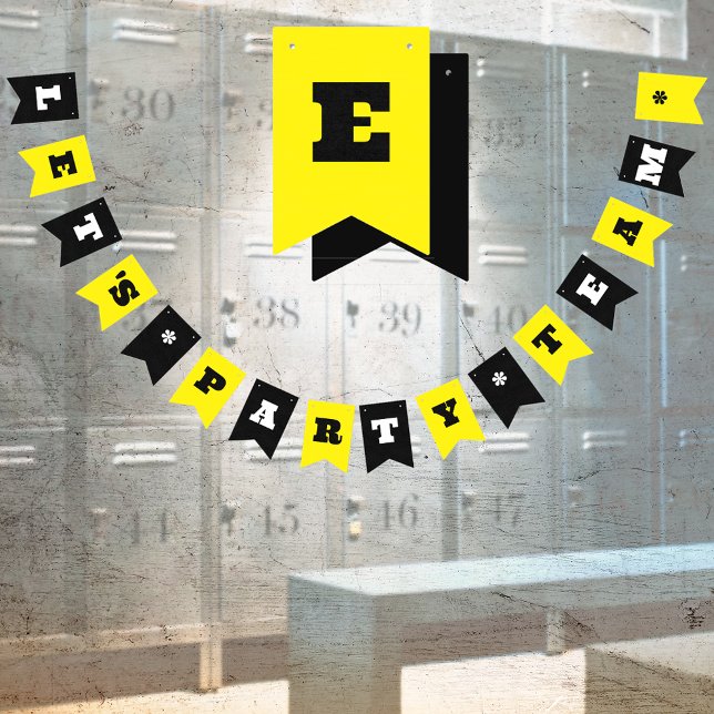 Bannière À Fanions Jaune / Noir Personnalisé Fête ou Événement de tra (Créateur téléchargé)