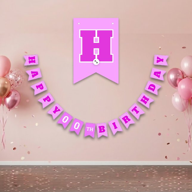 Bannière À Fanions Joli Anniversaire ROSE (Créateur téléchargé)