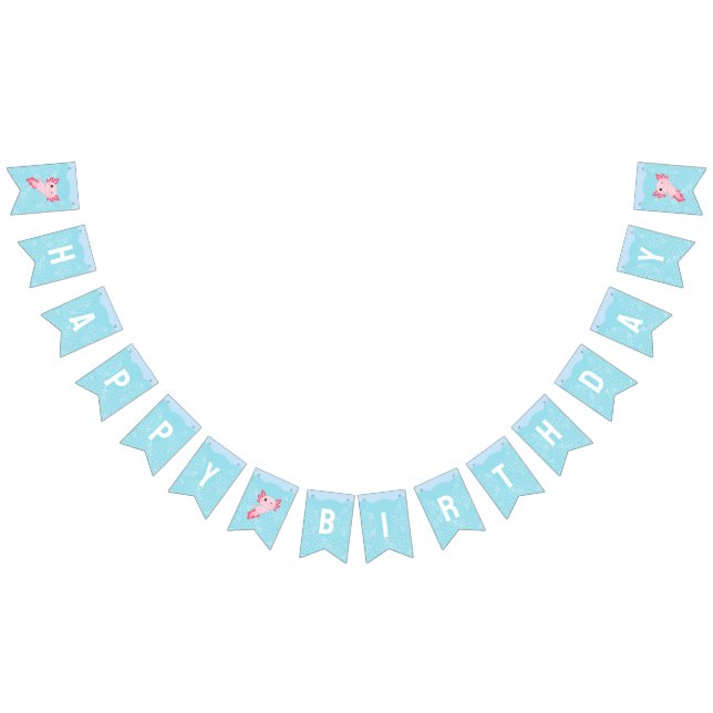 Bannière À Fanions Joli Axolotl rose sous-marin fête d'anniversaire (Tout)