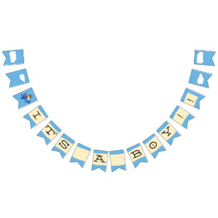 Bannière À Fanions Joli Baby shower pilote d'ours en peluche Vintage