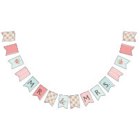 Joli Bleu et Corail Motif Bunting Mariage