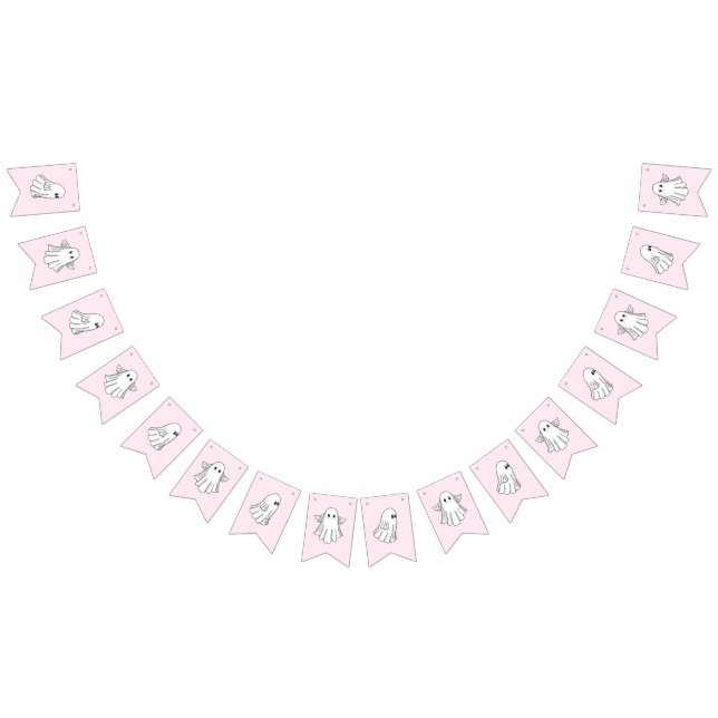 Bannière À Fanions Joli et Fantôme Rose Effrayant (Tout)