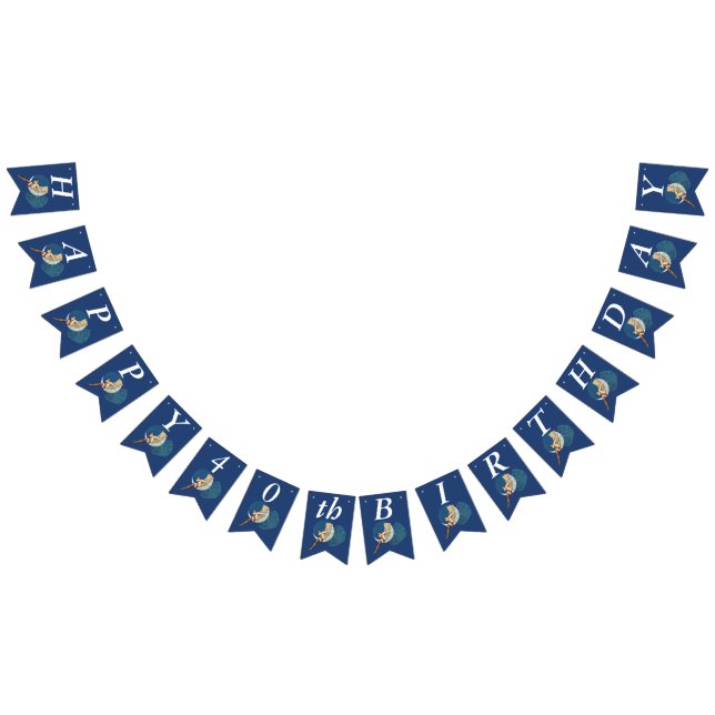 Bannière À Fanions Jolie fée d'anniversaire blond sur la lune soie ba (Tout)