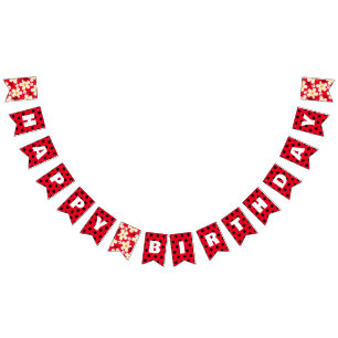 Bannière À Fanions Jote Red Ladybug Polka point Daisy Flower Annivers