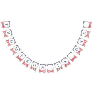 Bannière À Fanions Journée du Mémorial rouge blanc et bleu le 4 juill