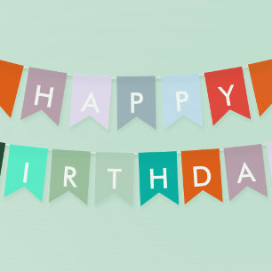 Bannière À Fanions Joyeuse fête d'anniversaire colorée