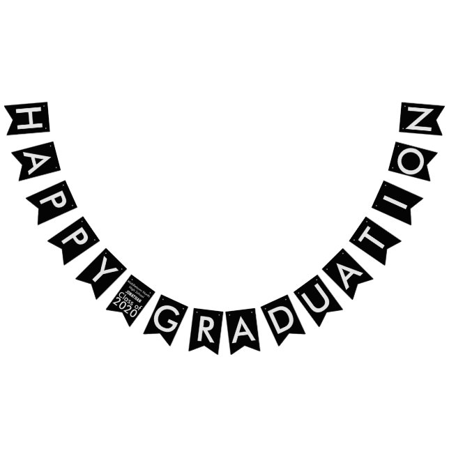 Bannière À Fanions Joyeuse remise de diplômes noir gris (Tout)