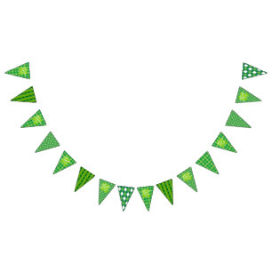 Bannière À Fanions Joyeuse Saint-Patrick Vert Tartan Trèfle Chanceux