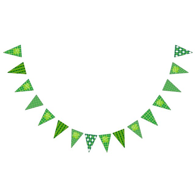 Bannière À Fanions Joyeuse Saint-Patrick Vert Tartan Trèfle Chanceux (Tout)