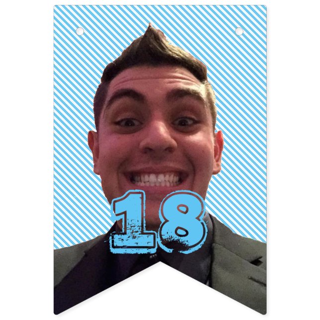 Bannière À Fanions Joyeux 18ème anniversaire avec la photographie (Premier drapeau)