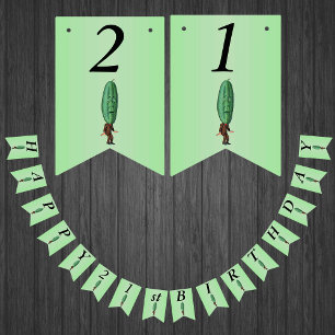 Bannière À Fanions Joyeux 21e anniversaire Fun Pickle Man Green