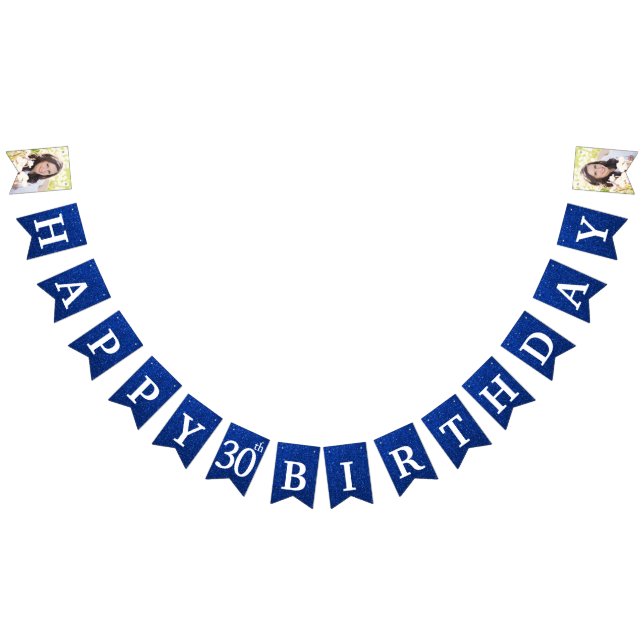 Bannière À Fanions Joyeux 30e anniversaire Photo Parties scintillant  (Tout)