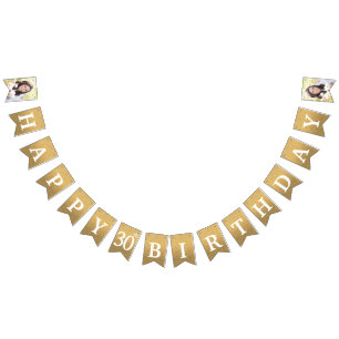 Bannière À Fanions Joyeux 30e anniversaire Photo Parties scintillant 