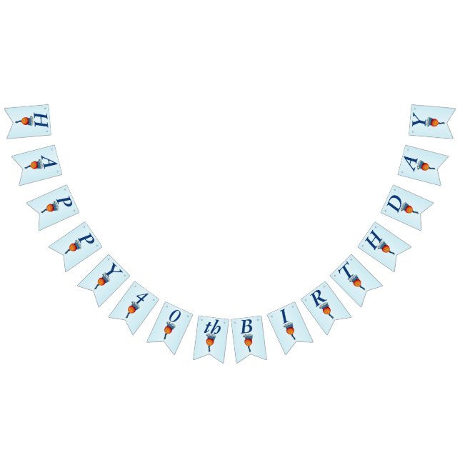 Bannière À Fanions Joyeux 40e anniversaire Elégant Pomme Tête Lady Bl (Tout)