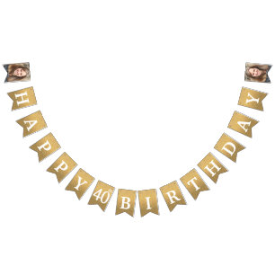 Bannière À Fanions Joyeux 40e anniversaire Photo Parties scintillant 