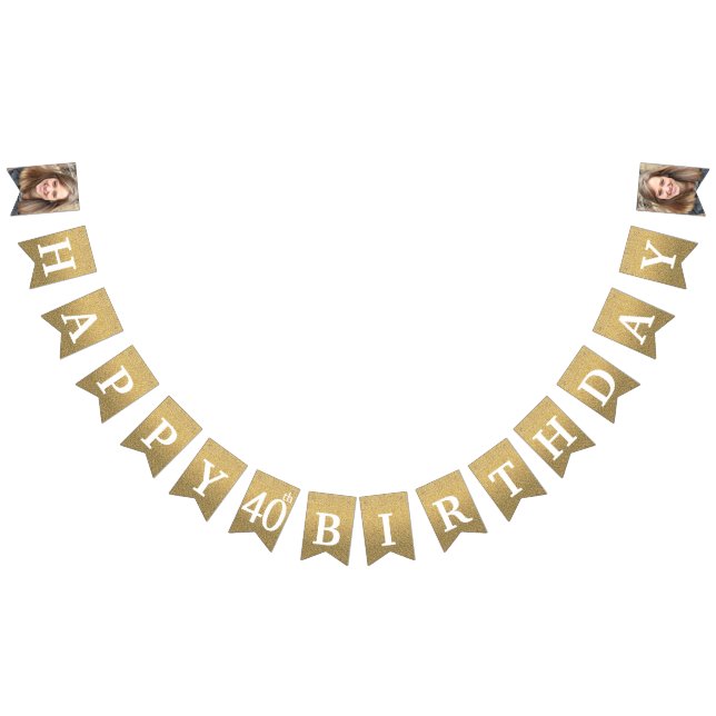 Bannière À Fanions Joyeux 40e anniversaire Photo Parties scintillant  (Tout)